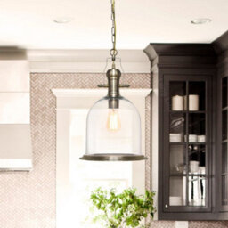 Long Life Lamps Company Vintage Clear Glass Pendant Light Antique Brass Bell Ceiling Lampshade Retro Industrial M0120 - thumbnail 8