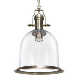Long Life Lamps Company Vintage Clear Glass Pendant Light Antique Brass Bell Ceiling Lampshade Retro Industrial M0120 - thumbnail 3