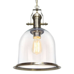 Long Life Lamps Company Vintage Clear Glass Pendant Light Antique Brass Bell Ceiling Lampshade Retro Industrial M0120