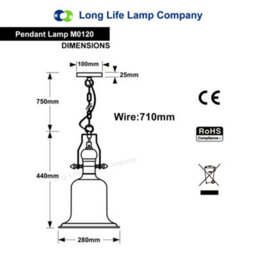 Long Life Lamps Company Vintage Clear Glass Pendant Light Antique Brass Bell Ceiling Lampshade Retro Industrial M0120 - thumbnail 2
