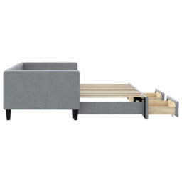 Berkfield Daybed With Trundle And Drawers Light Grey 90X190 Cm Fabric - thumbnail 4