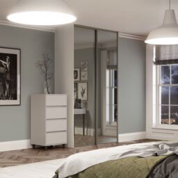 Spacepro Classic Panelled Mirrored Gloss Nickel 2 Door Sliding Wardrobe Door Kit (H)2220mm (W)1793mm - thumbnail 4