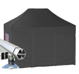 Crocodile Trading 3M X 2M Extreme 40 Commercial Instant Shelter Pop Up Gazebos Frame, Canopy & Sides - Black - thumbnail 1