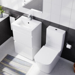 Nes Home 500mm 2 Drawers White Basin Vanity Unit & Close Coupled Toilet - thumbnail 4