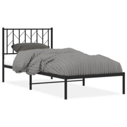 Berkfield Metal Bed Frame Without Mattress With Headboard Black 90X200Cm - thumbnail 2