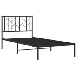 Berkfield Metal Bed Frame Without Mattress With Headboard Black 90X200Cm - thumbnail 4