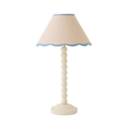 Valuelights Bobbin Blue Trim Linen Shade Cream Bobble Table Lamp - thumbnail 6