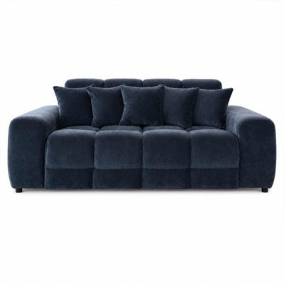 Furnishings For Less UK Jenson Black 3 Seater Plush Velvet Sofa With Deep Seats - image 1