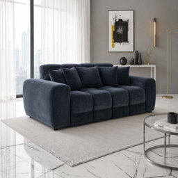 Furnishings For Less UK Jenson Black 3 Seater Plush Velvet Sofa With Deep Seats - thumbnail 3