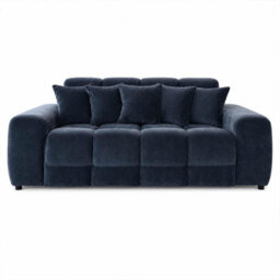 Furnishings For Less UK Jenson Black 3 Seater Plush Velvet Sofa With Deep Seats - thumbnail 1
