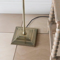 Luminosa Lighting Luminosa Lille Antique Brass Plate Floor Lamp With Marlin Blue Fabric Ikat Shade 40Cm B22 - thumbnail 4