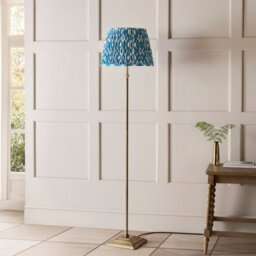 Luminosa Lighting Luminosa Lille Antique Brass Plate Floor Lamp With Marlin Blue Fabric Ikat Shade 40Cm B22 - thumbnail 3