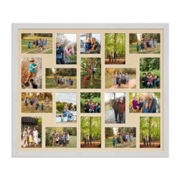 AK Frames 80X70Cm White Ash Modern Multi Photo Frame With Ivory Mount - Holds 20 Apertures (18X) 6X4, (2X) 4X4 Photos - thumbnail 1