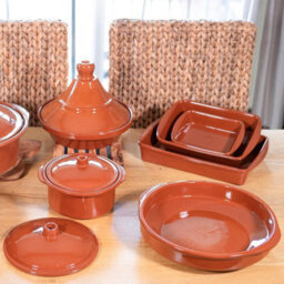 Verano Spanish Ceramics El Toro Glazed Terracotta Brown Kitchen Dining Set Of 6 Round Open Dishes (Diam) 20Cm - thumbnail 3