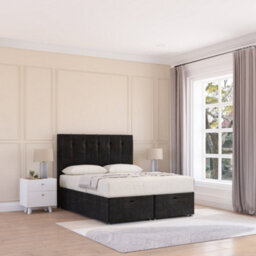 Sloomy Highbury End Lift Ottoman Bed 3Ft With Sprung Memory Mattress - Black Plush & Headboard- Single - thumbnail 2