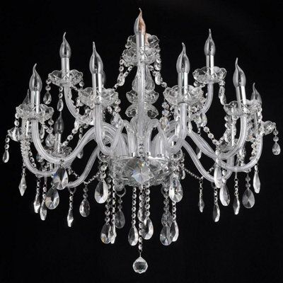 Wdw Genuie K9 Crystal Chandelier, Clear Chrome Finish, Contemporary Ceiling Light, 15 Arms - image 1