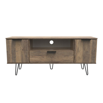 Fuji 2 Door 1 Drawer Wide Tv Unit In Vintage Oak (Ready Assembled) - image 1