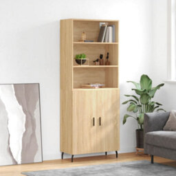 Berkfield Highboard Sonoma Oak 69.5X34X180 Cm Engineered Wood - thumbnail 1
