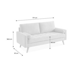 Sweeek. Velvet Vintage Style 3-Seater Sofa With Scandi Style Wooden Legs - Ivar - Blue - thumbnail 7