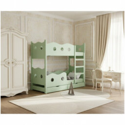 Nemo 160 Bunk Bed For 2 Mdf With Wooden Legs Slatted Bases Mattresses And Storage  168 X 81 X 160Cm Mint - thumbnail 3