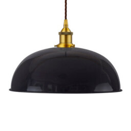 Navy Blue Worcester Painted Dome Pendant Light With Antique Gold Lamp Holder And Brown Twisted Cable - Se Home - thumbnail 1