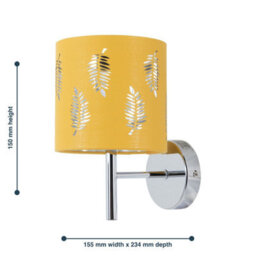 First Choice Lighting Brea - Chrome Wall Light With Ochre Fern Shade - thumbnail 5