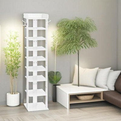 Rafaelo Mobilia 9 Tier Tall Shoe Rack Narrow White - image 1