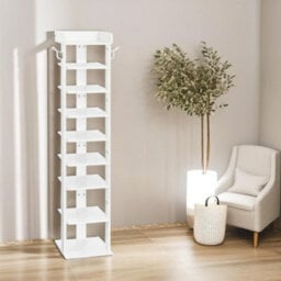 Rafaelo Mobilia 9 Tier Tall Shoe Rack Narrow White - thumbnail 3