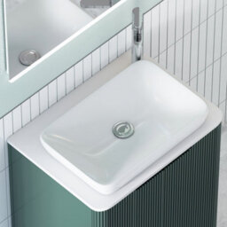 Royal Bathrooms Avenza 600mm Deep Moss Green Wall Hung Bathroom Countertop Vanity Unit 1 Drawer With Qubix Basin - thumbnail 7