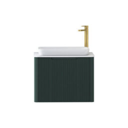 Royal Bathrooms Avenza 600mm Deep Moss Green Wall Hung Bathroom Countertop Vanity Unit 1 Drawer With Qubix Basin - thumbnail 6
