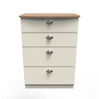 Albert 4 Drawer Deep Chest In Cream Ash & Oak (Ready Assembled) - image 1