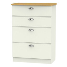 Albert 4 Drawer Deep Chest In Cream Ash & Oak (Ready Assembled) - thumbnail 6