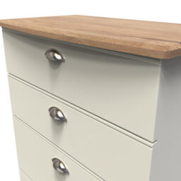 Albert 4 Drawer Deep Chest In Cream Ash & Oak (Ready Assembled) - thumbnail 4