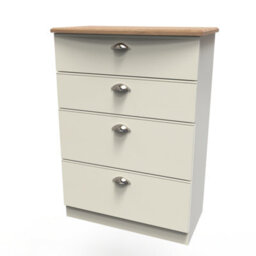 Albert 4 Drawer Deep Chest In Cream Ash & Oak (Ready Assembled) - thumbnail 3