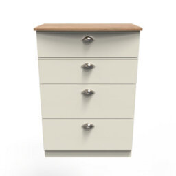 Albert 4 Drawer Deep Chest In Cream Ash & Oak (Ready Assembled)