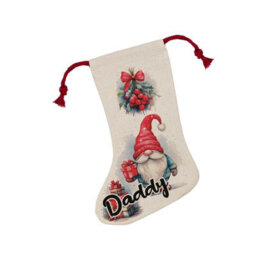 Purely Home Christmas Gonk Family Stocking -  Novelty Xmas Gift For Daddy/gonk Décor Linen-Style With Red Drawstring Ties - thumbnail 2