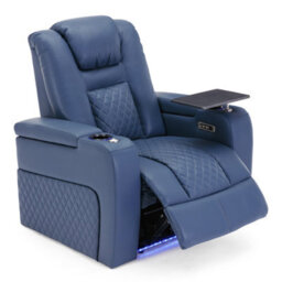 More4Homes Broadway Cinema Electric Recliner Chair Usb Charging Led Base With Tray (Blue) - thumbnail 3