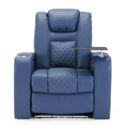 More4Homes Broadway Cinema Electric Recliner Chair Usb Charging Led Base With Tray (Blue) - thumbnail 2