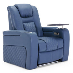 More4Homes Broadway Cinema Electric Recliner Chair Usb Charging Led Base With Tray (Blue) - thumbnail 1