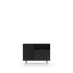 Arte Nubia Sideboard Cabinet In Black - Modern Elegance With Gold Accents - W1070mm X H800mm X D410mm - thumbnail 3