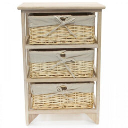 3 Tier Drawers Wooden Storage Cabinet Rack Wicker Baskets Bedroom Unit Furniture - thumbnail 4