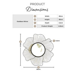 Furniturebox Uk Flora Gold Medium Round Flower Frame 80Cm Garden Mirror - thumbnail 5