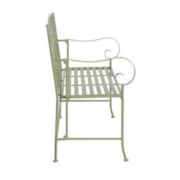 Sage Green Leaf Design Rustic Metal Garden Bench - thumbnail 3
