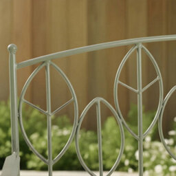 Sage Green Leaf Design Rustic Metal Garden Bench - thumbnail 6