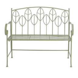Sage Green Leaf Design Rustic Metal Garden Bench - thumbnail 4