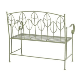 Sage Green Leaf Design Rustic Metal Garden Bench - thumbnail 5