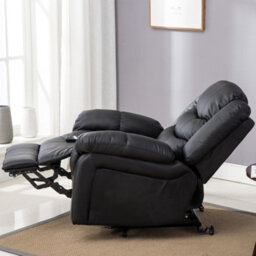 More4Homes Seattle Electric Single Motor Rise Recliner Armchair Sofa Home Lounge Bonded Leather Chair (Black) - thumbnail 9