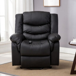 More4Homes Seattle Electric Single Motor Rise Recliner Armchair Sofa Home Lounge Bonded Leather Chair (Black) - thumbnail 8