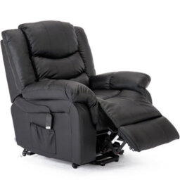 More4Homes Seattle Electric Single Motor Rise Recliner Armchair Sofa Home Lounge Bonded Leather Chair (Black) - thumbnail 3