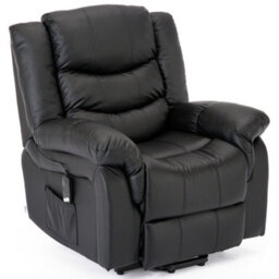 More4Homes Seattle Electric Single Motor Rise Recliner Armchair Sofa Home Lounge Bonded Leather Chair (Black) - thumbnail 2